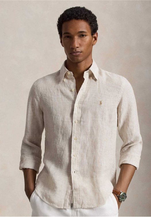 Polo Ralph Lauren Πουκάμισο Linen - 710B22588 001 Beige White