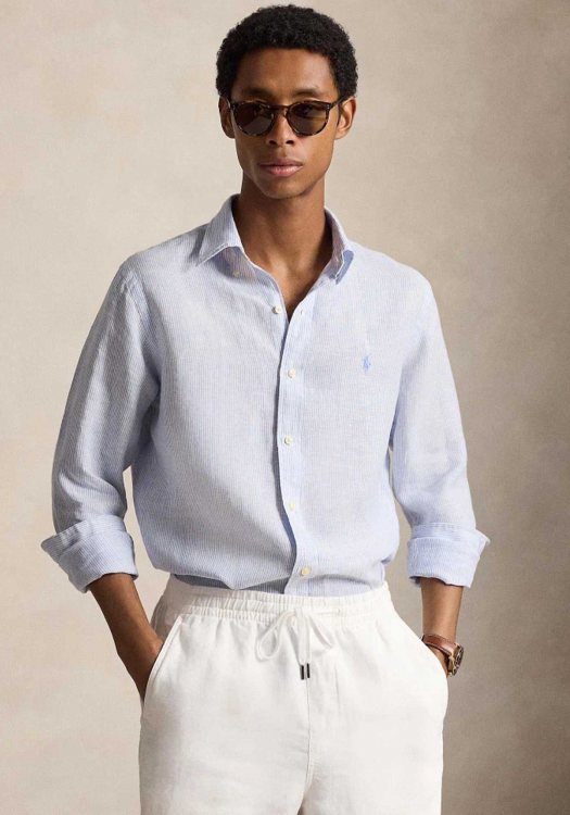 Polo Ralph Lauren Πουκάμισο Linen - 710B22588 002 Blue White