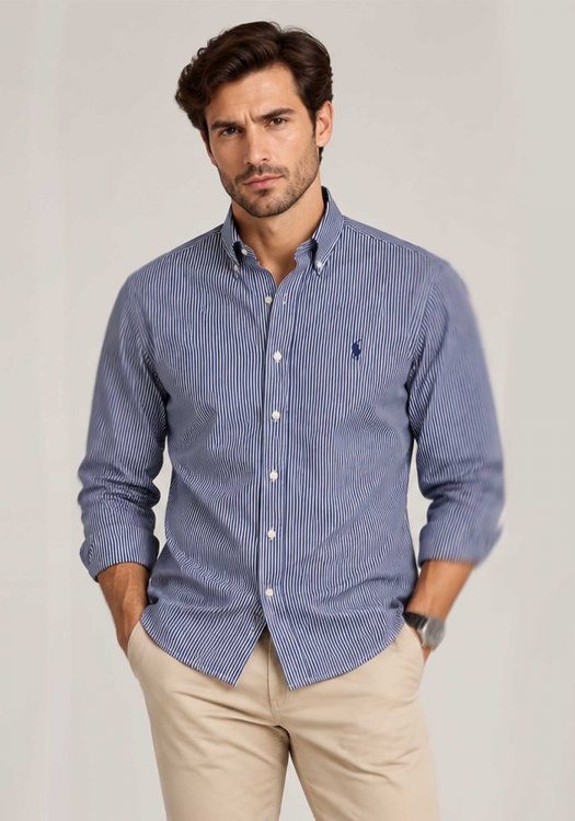 Polo Ralph Lauren Πουκάμισο Stripe - 710B30279 001 White Blue
