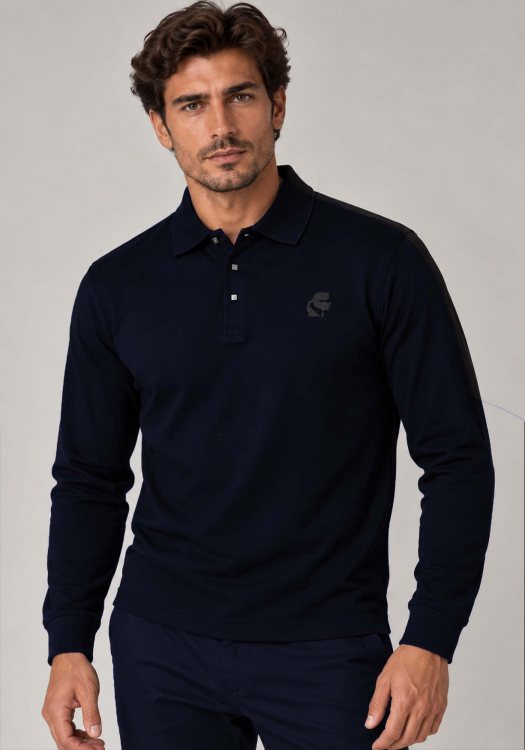Karl Lagerfeld Polo Μπλούζα Pressbutton - 745000 564200 690 Blue