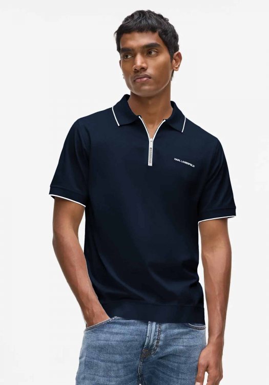 Karl Lagerfeld Polo Μπλούζα Zip Polo - 745003 562200 690 Blue