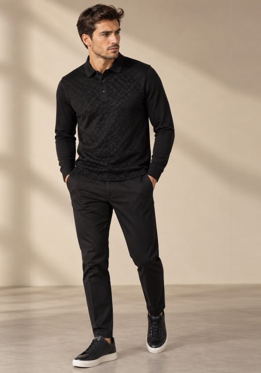Karl Lagerfeld Polo Μπλούζα LS - 745007 564203 990 Black