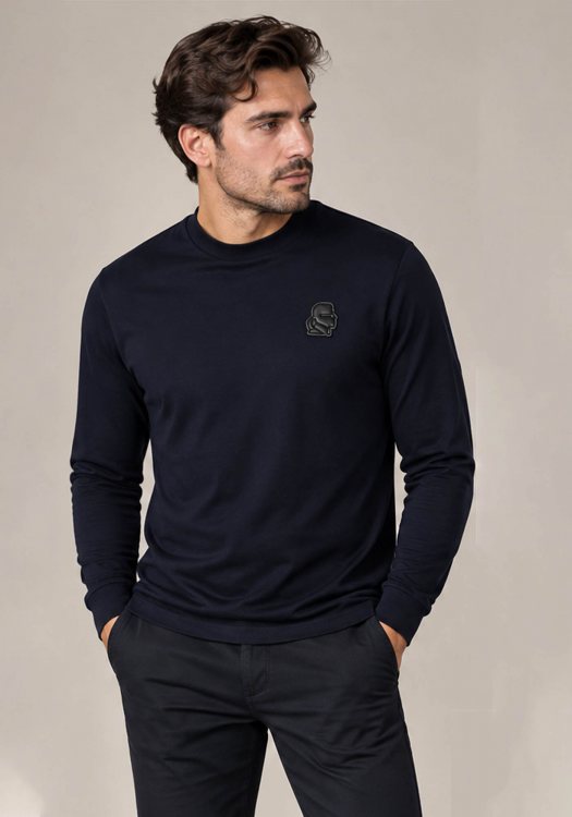 Karl Lagerfeld T Shirt Crewneck LS - 755048 564235 690 Navy