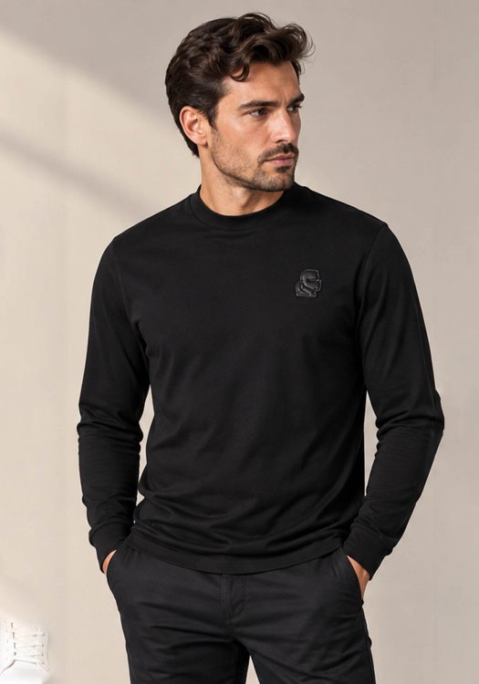 Karl Lagerfeld T Shirt Crewneck LS - 755048 564235 990 Black