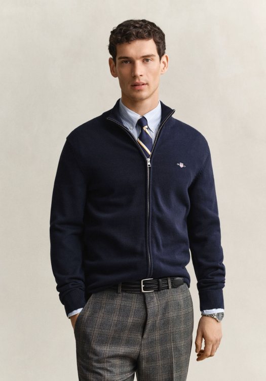GANT Ζακέτα Zip Cardigan - 8030164 433 Evening Blue