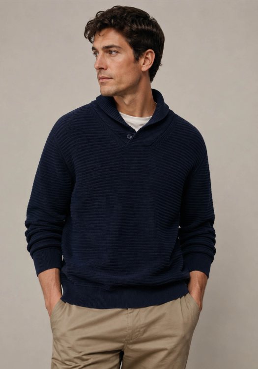 GANT Pullover Textured Shawl - 8030310 433 Evening Blue