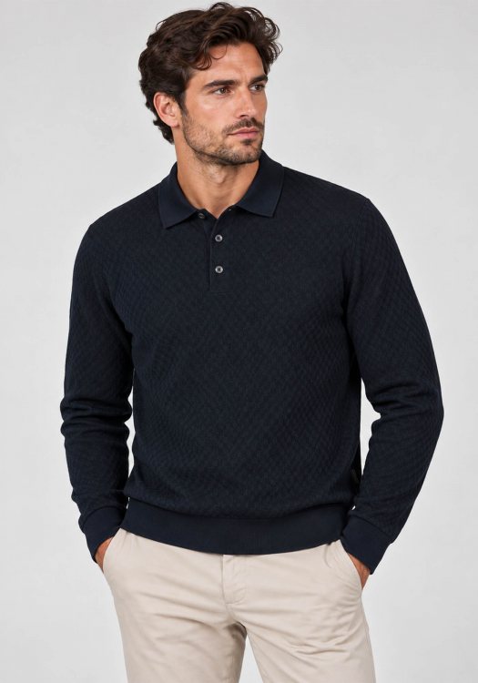 Bugatti Polo Μπλούζα Print - 8130 25104F 390 Blue