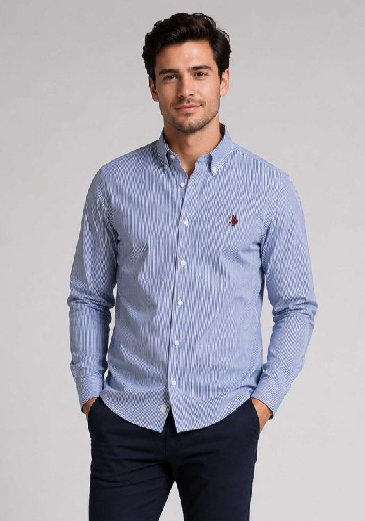 U.S. Polo Assn. Πουκάμισο  James - 87346 51077 773 Blue White