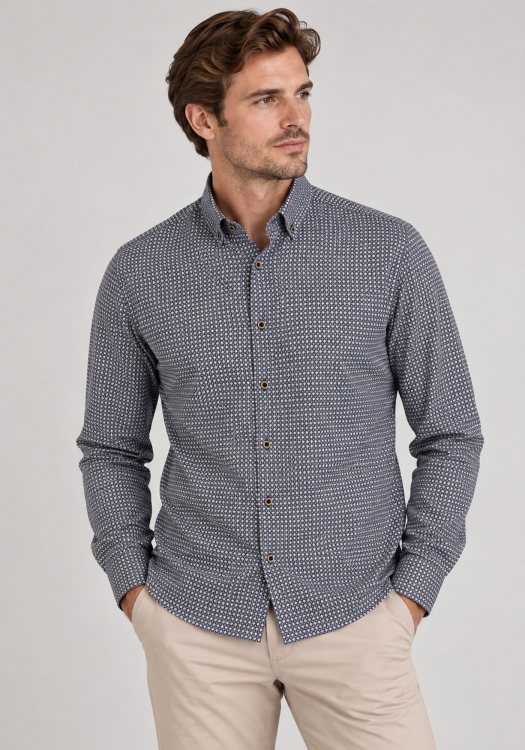 Bugatti Πουκάμισο Print - 9350 28508F 390 Navy