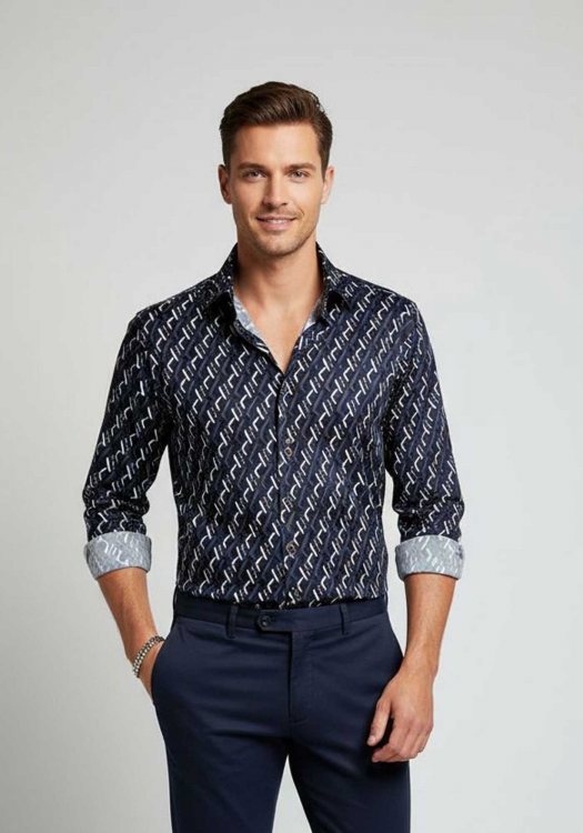 Bugatti Πουκάμισο Graphic -  9750 18512E 390 Blue