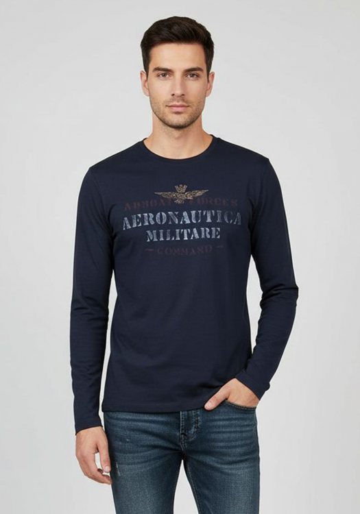 Aeronautica Militare Μακρυμάνικη Μπλούζα της σειράς Basic - TS1542 08184 Blue