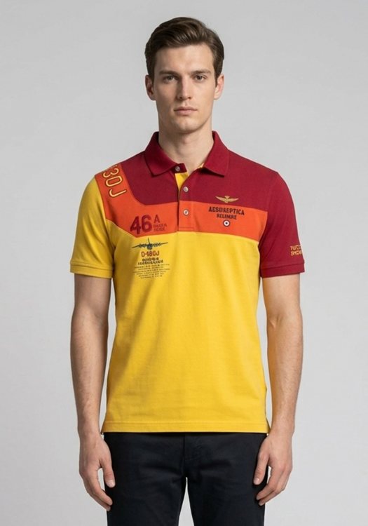 Aeronautica Militare Μπλούζα Pique  - PO953  90101 Yellow/Red/Orange