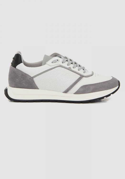 BOSS Shoes Δερμάτινα Sneakers της σειράς Sport - AB230/A  White Grey Garda