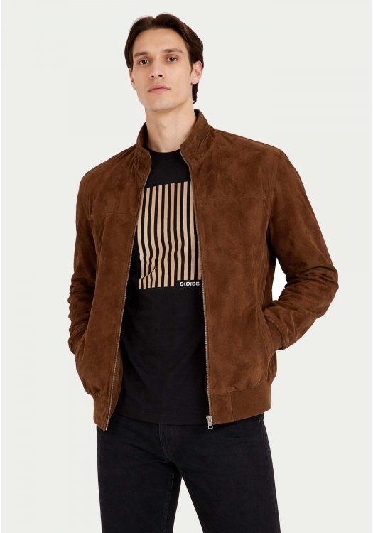 Guy Laroche Suede Δερμάτινο Bomber - GL726 02 06 Brown