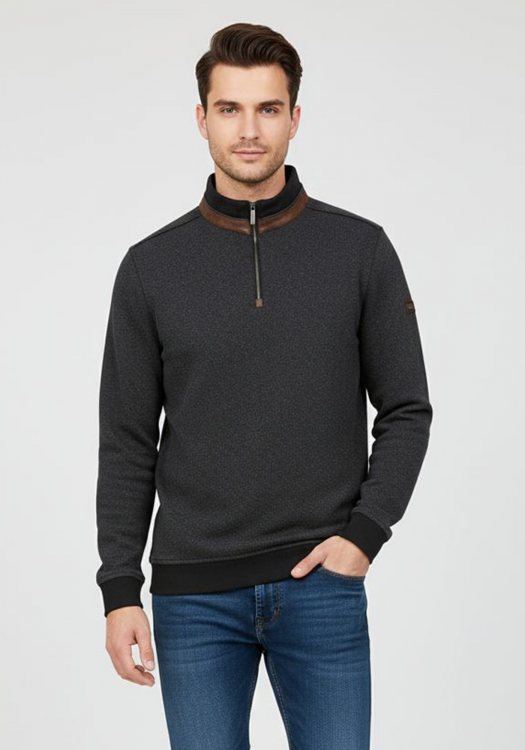 Bugatti Pullover Troyer - 8550 85060D 290 Grey Black