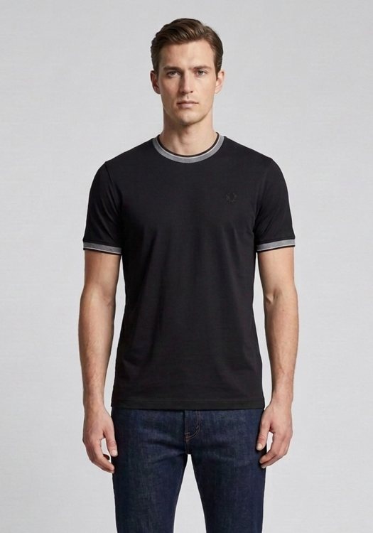 Bugatti T Shirt Contrast - 8350 15091E 290 Black