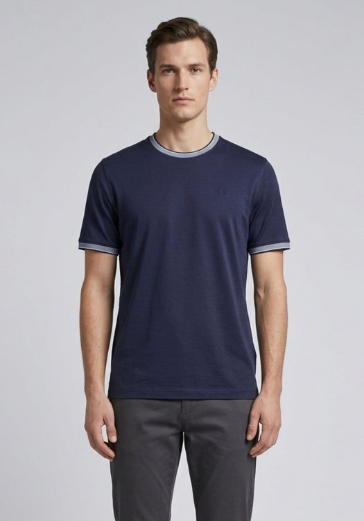 Bugatti T Shirt Contrast - 8350 15091E 390 Blue
