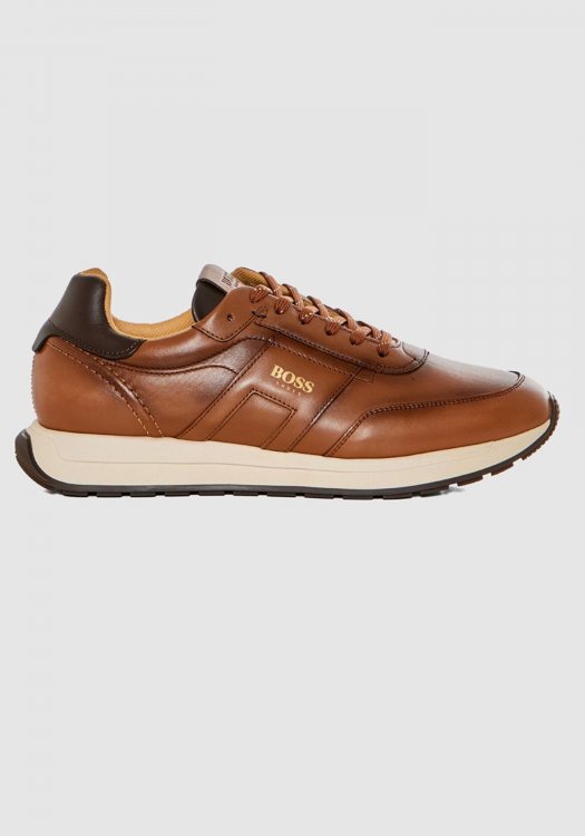 BOSS Shoes Δερμάτινα Sneakers της σειράς Sport - CD321 Cognac