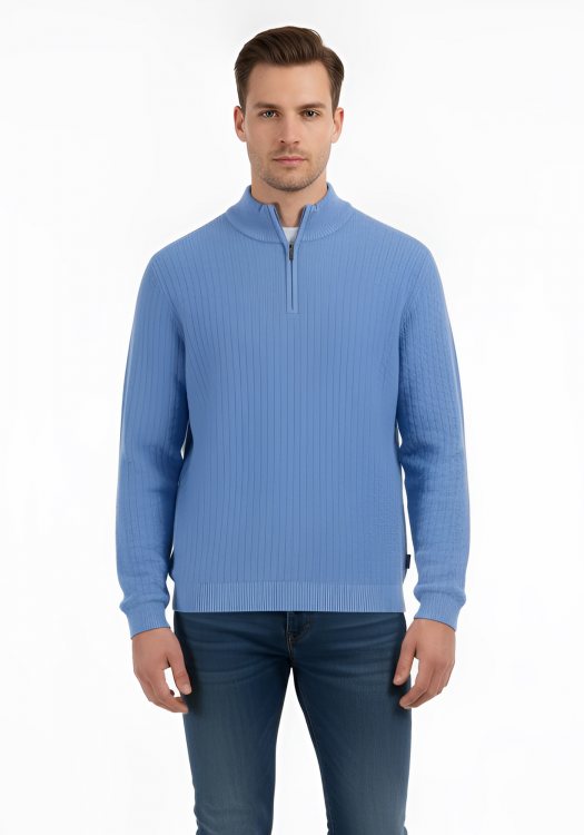 Fynch Hatton Pullover της σειράς Zip Troyer - 1508 644 604 Crystal Blue