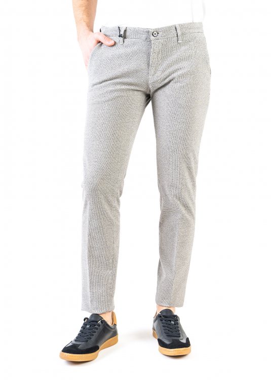 Four.ten Παντελόνι με μικροσχέδιο σε Slim γραμμή - 22032 130 Grey