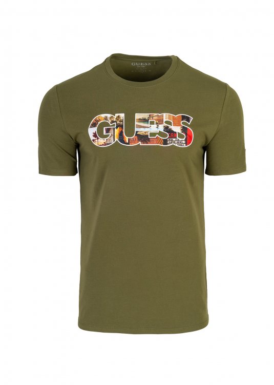 GUESS Slim fit T-shirt with LogoGram - M1GI78J1311 G8DA Khaki