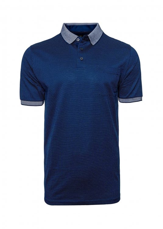 Fynch Hatton Finestripe Piqué Polo σε Άνετη γραμμή - 1121 1781 1659 Midnight