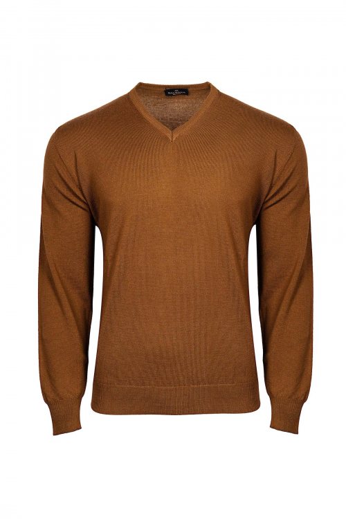 Πλεκτή μπλούζα με V-Neck λαιμόκοψη - 10 2110 /332 Brown