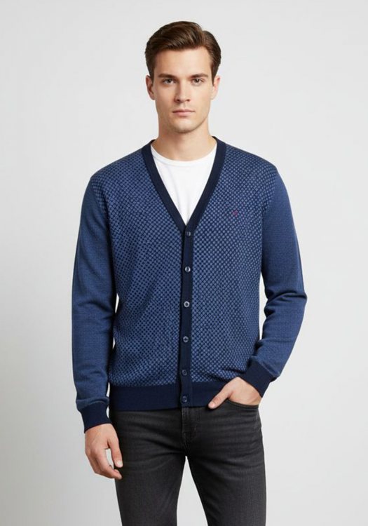 Daniel Hechter Πλεκτή Ζακέτα με V λαιμόκοψη - 65016 162807 680 Navy