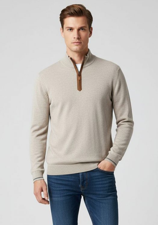 Daniel Hechter Zip Troyer της σειράς Sweatshirt - 13818 809 Beige