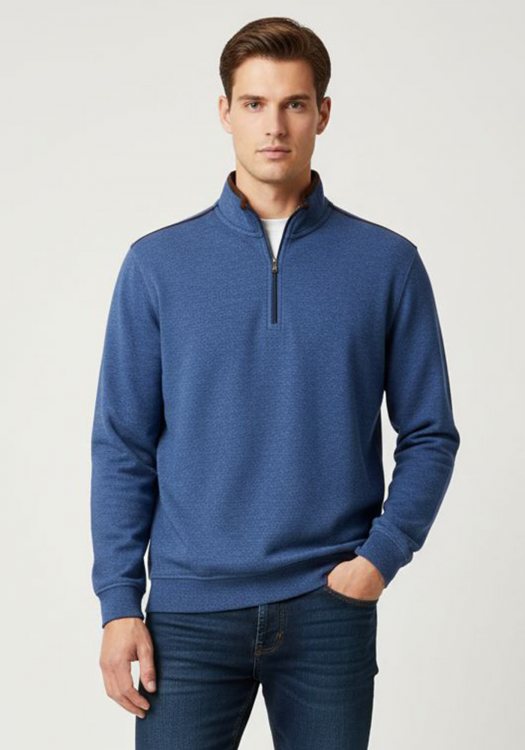 Daniel Hechter Zip Troyer της σειράς Sweatshirt - 70030 182965 690 Blue