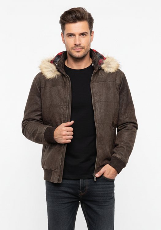 David Moor Suede Bomber Jacket της σειράς Dario - Dario Brown