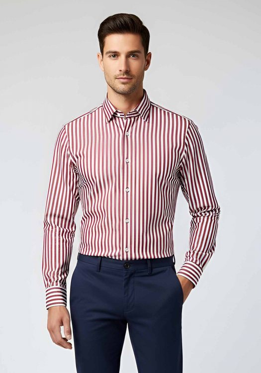 Fragosto Πουκάμισο της σειράς Stripe - FRST25 1515 3 Red