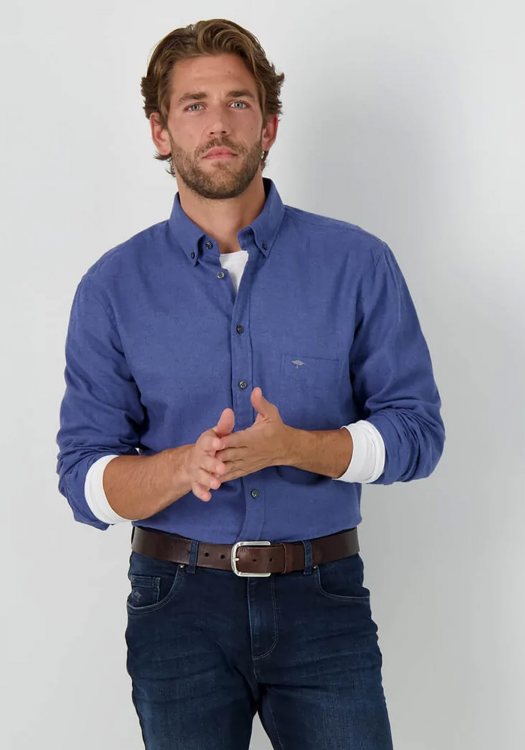 Fynch Hatton Πουκάμισο της σειράς Flannel - 1213 6010 6012 Midblue