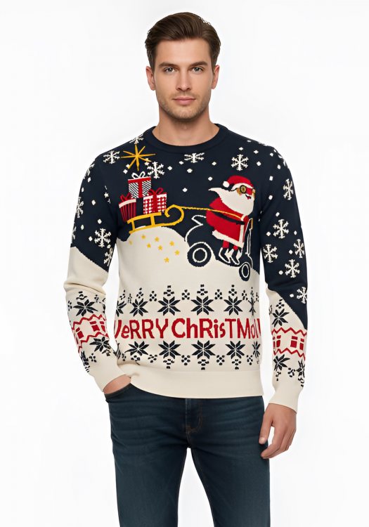 Fragosto Πλεκτή Μπλούζα της σειράς Christmas - 21 200171 1005 Antic White