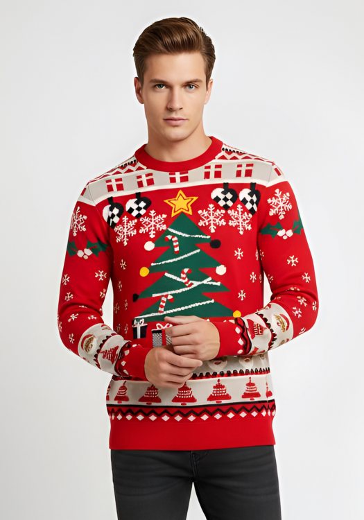 Fragosto Πλεκτή Μπλούζα της σειράς Christmas - 21 200171 4027 Tango Red