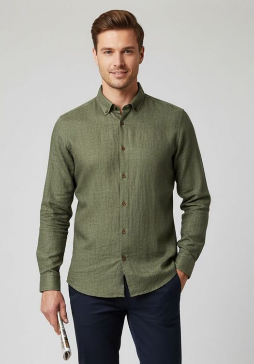 Fragosto Λινό Πουκάμισο της σειράς Exclusive - FRE03S22C 006 Khaki