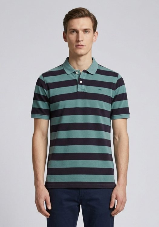 Fynch Hatton Finestripe Piqué Polo σε Άνετη γραμμή - 1121 1561 1676 Navy Lindgreen