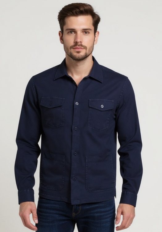 Fynch Hatton Overshirt της σειράς Supersoft Linen - 1122 9044 9044 Navy