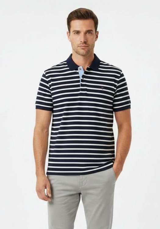 Fynch Hatton Polo Μπλούζα της σειράς Stripe - 1504 4004 685 Navy