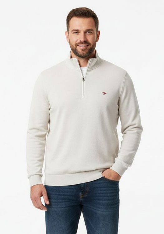 Fynch Hatton Pullover της σειράς Zip Troyer - 1213 1713 823 Offwhite