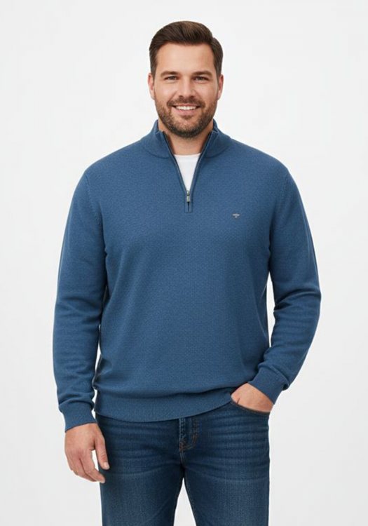 Fynch Hatton Pullover της σειράς Zip Troyer - 1414 215 634 Azure