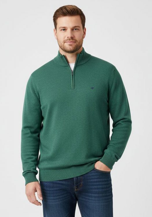 Fynch Hatton Pullover της σειράς Zip Troyer - 1414 215 707 Dark Emeraid
