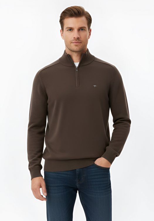 Fynch Hatton Pullover της σειράς Zip Troyer - 1509 203 860 Earth