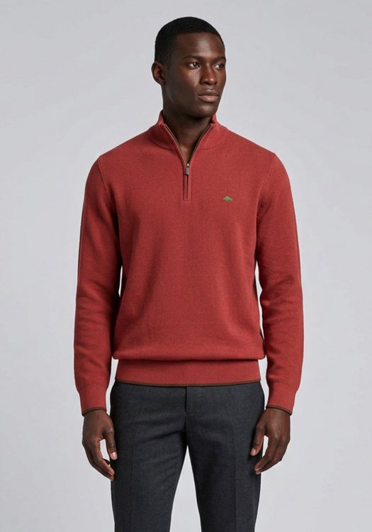 Fynch Hatton Pullover Zip Troyer - 1614 222 346 Brick