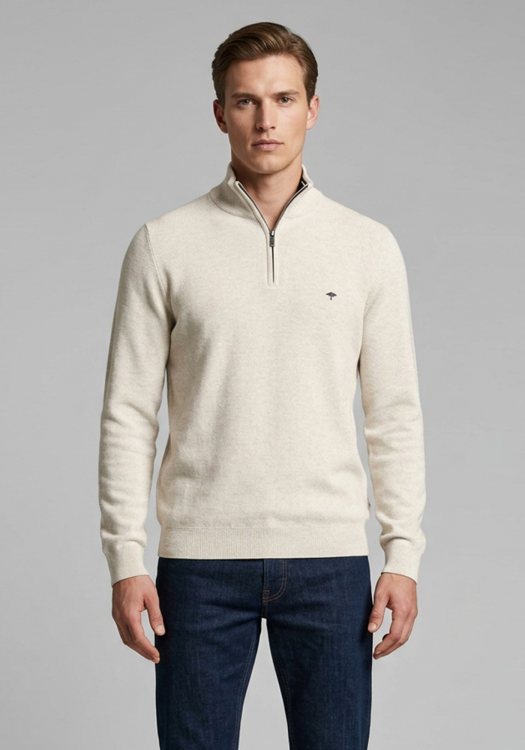 Fynch Hatton Pullover Zip Troyer - 1614 222 829 Snow White