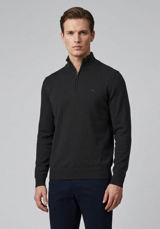 Fynch Hatton Pullover Zip Troyer - SFPK215 999 Black
