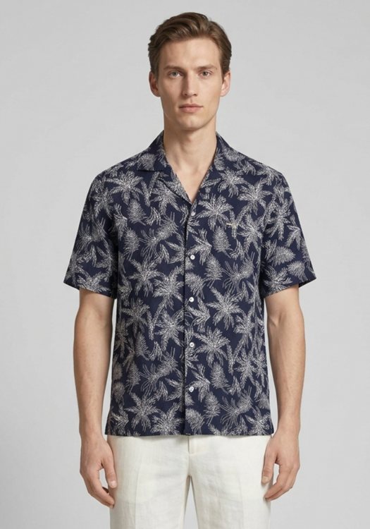 Fynch Hatton Πουκάμισο Linen - 1604 6079 685 Navy