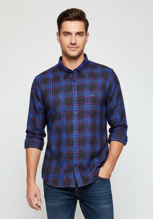 Fynch Hatton Πουκάμισο Check - 1220 6100 6102 Blue anthra