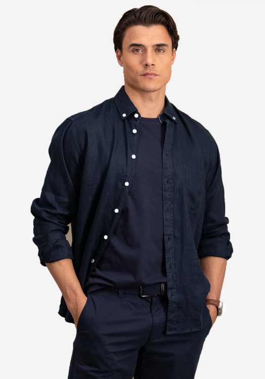 Fynch Hatton Πουκάμισο της σειράς Linen - 1513 6000 685 Navy