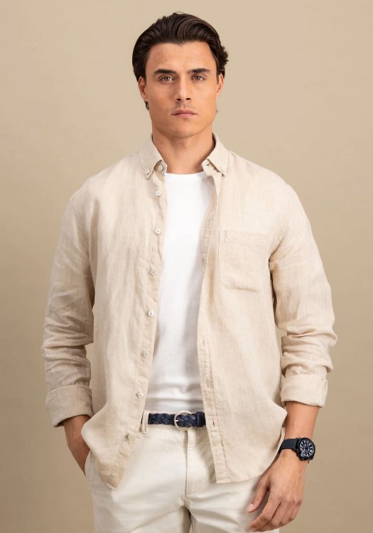 Fynch Hatton Πουκάμισο της σειράς Linen - 1513 6000 837 Sand